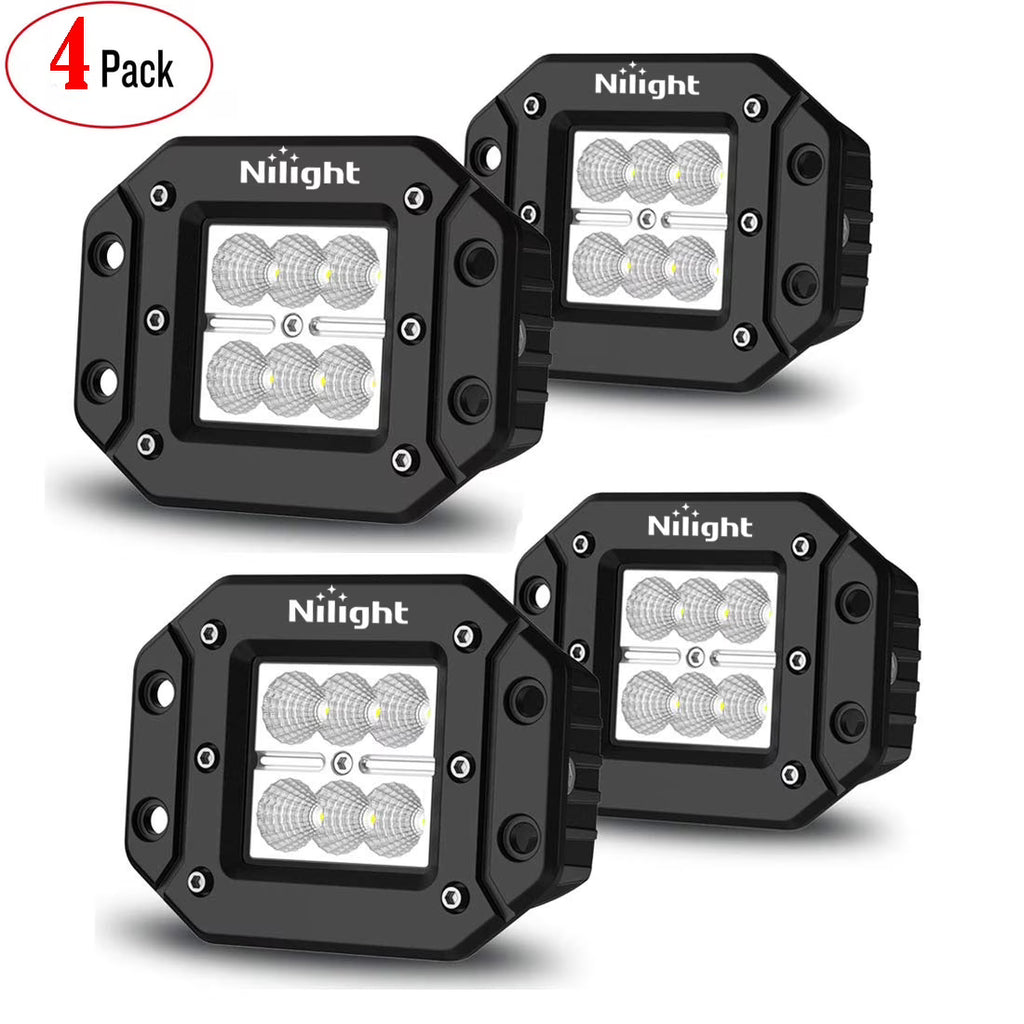 4PCS 18W LED Work Light Bar Flush Mount Flood Lights Backup Reverse Rear Front Bumper Lights B274169