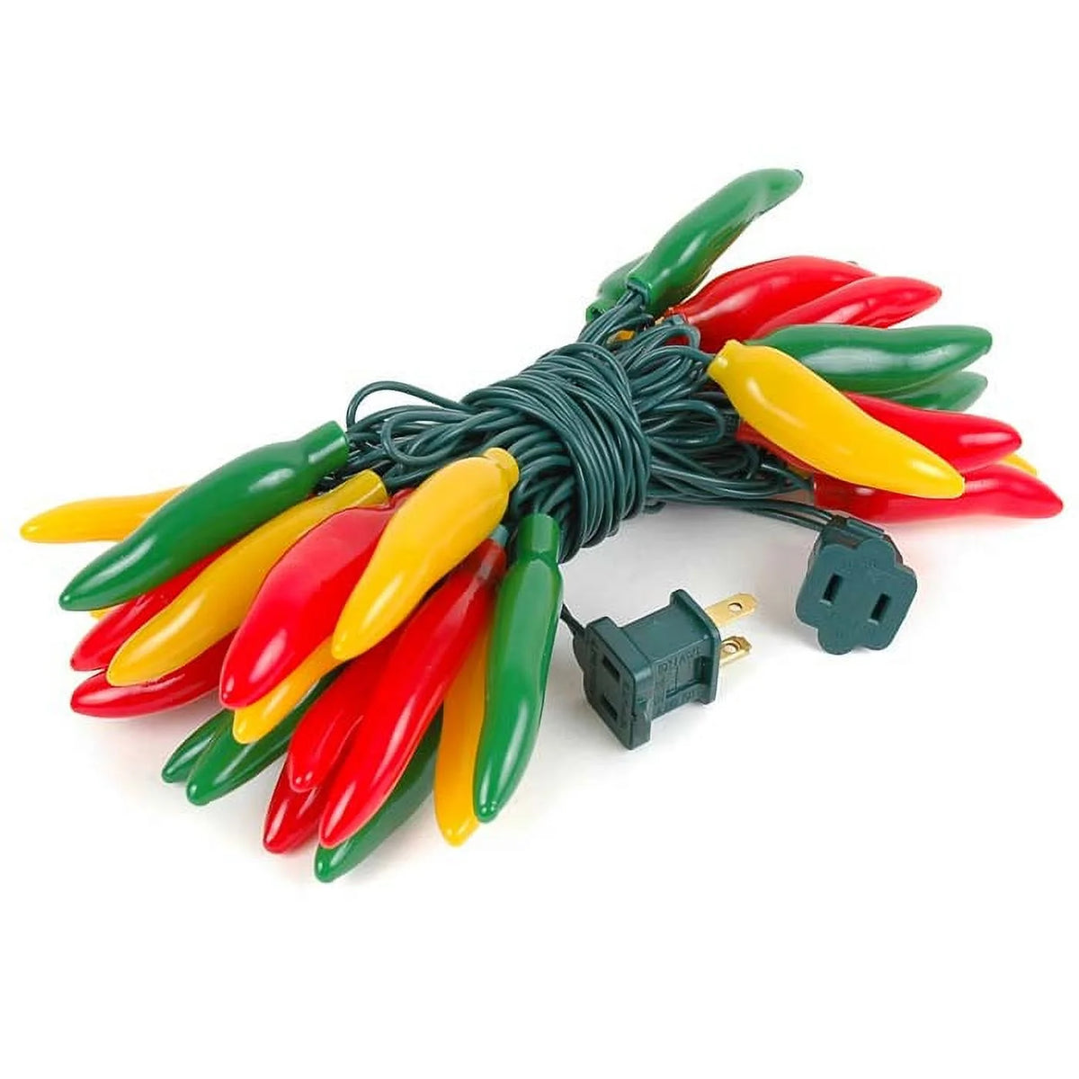 35 Light Chilli Pepper Mini Light Set, Red/Green/Yellow, Green Wire, 11' Long Z74051