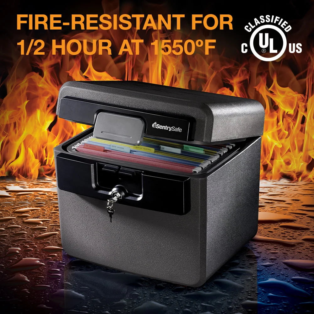 Fire-Resistant Water-Resistant Key Lock Safe Box 0.65 cu. ft. I30120