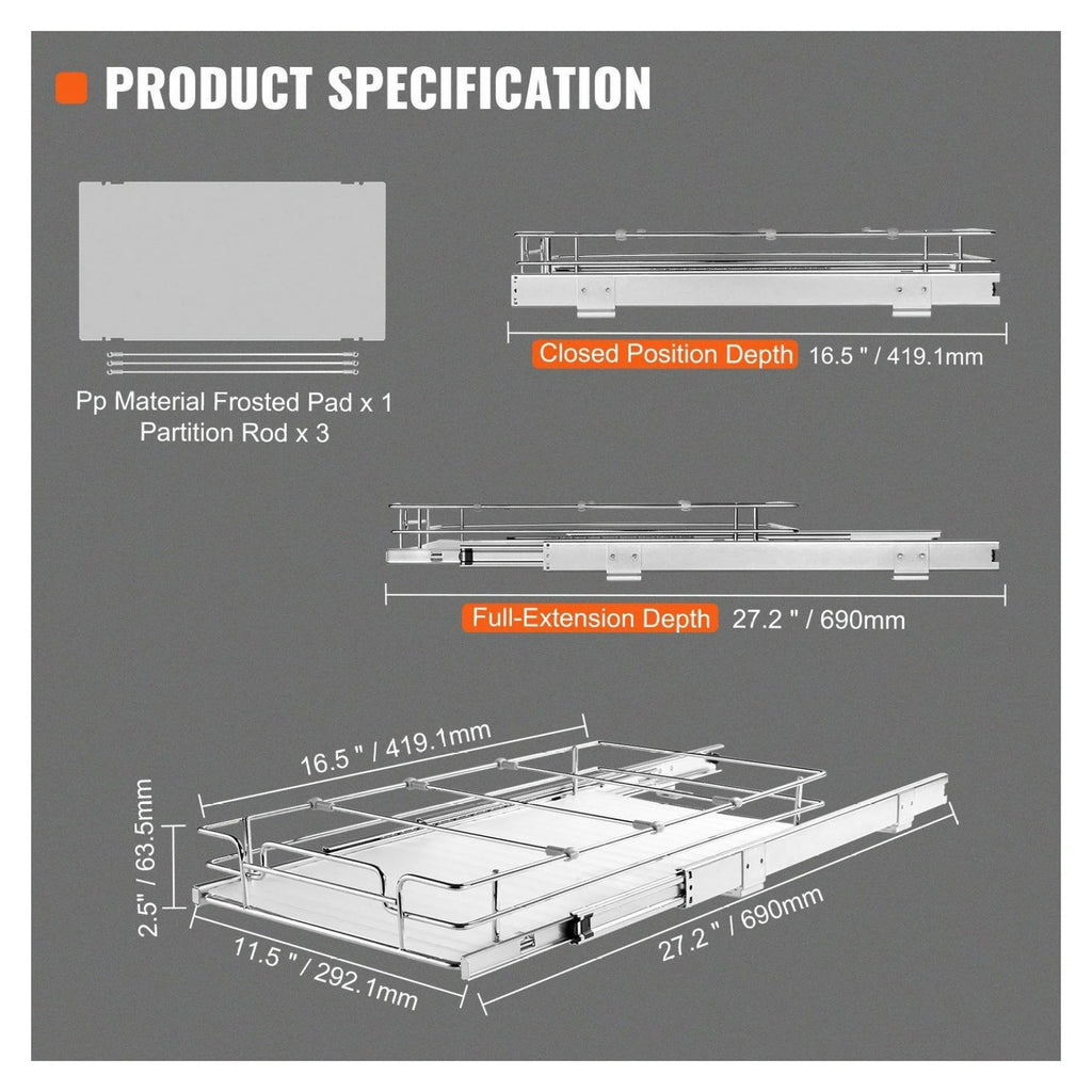 Chrome Steel Roll Out Drawers C56977