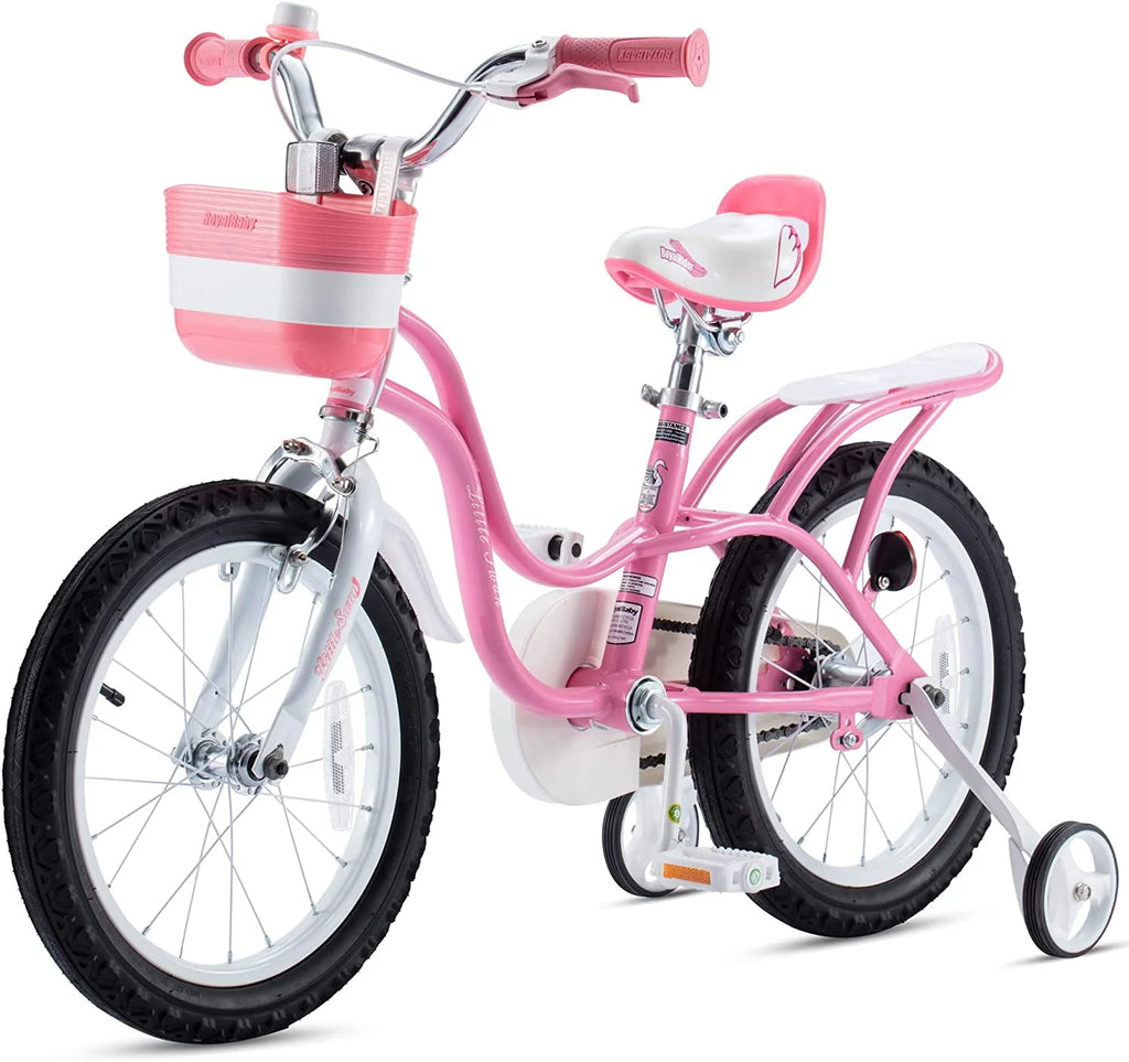 12 In. Beginner Bicycles with Training Wheels, Pink and White H48963