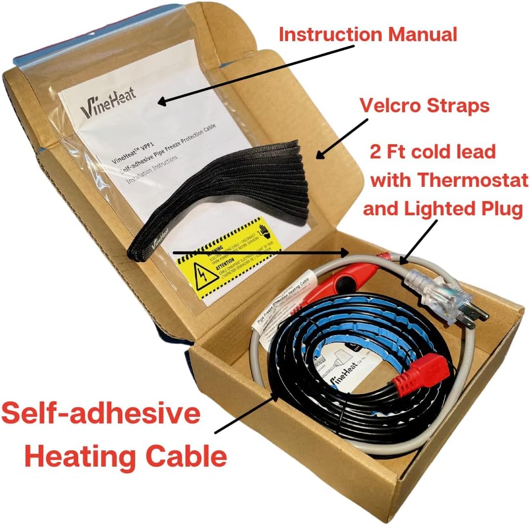40 Ft Self-adhesive Pipe Freeze Protection Cable 120V Pack of 2 D3219