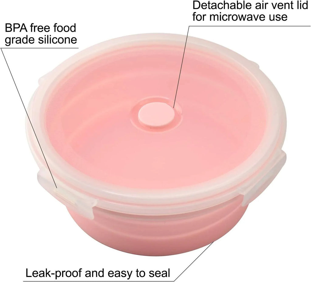 Pink Silicone Collapsible Food Storage Containers, Set of 4 H91728