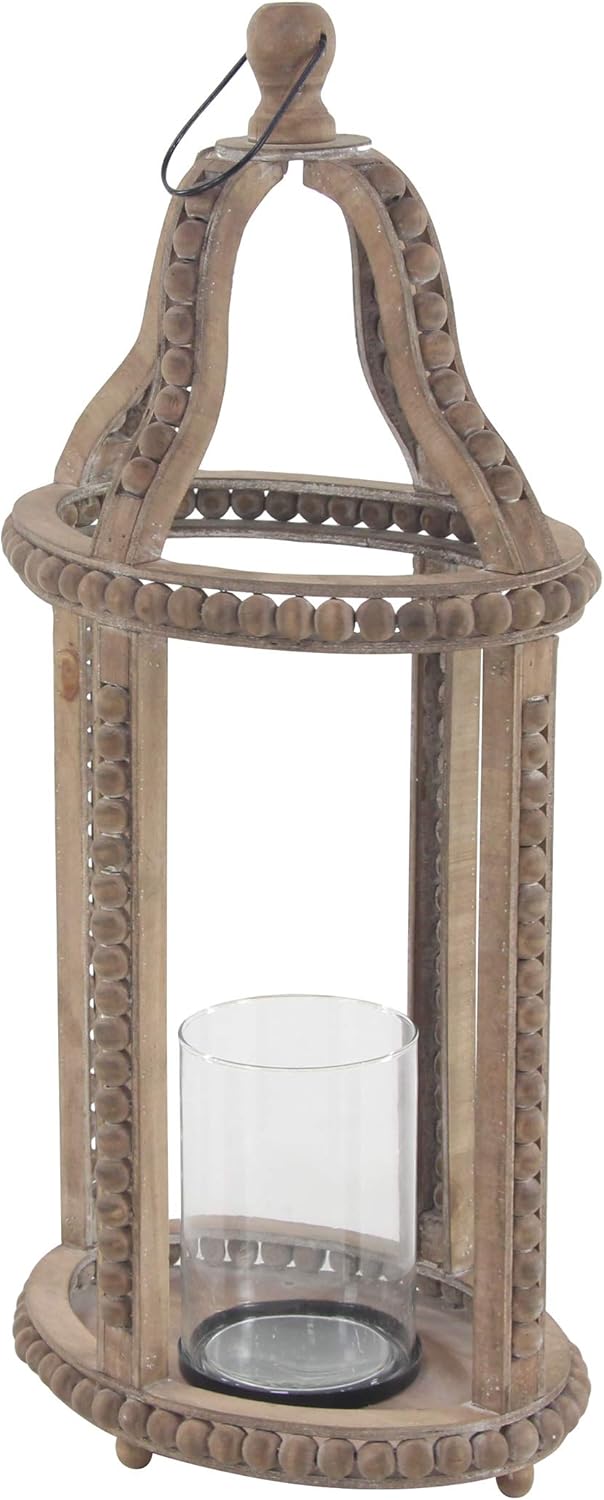 Rustic Wood and Glass Candle Lantern Z978296