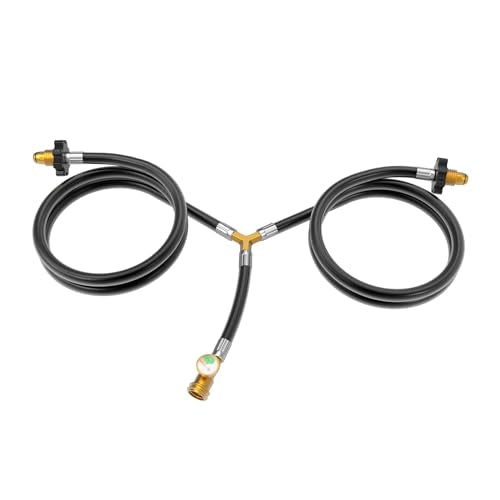 Propane Tank Splitter 2 Way with Shut Off Valve and Gauge J96556