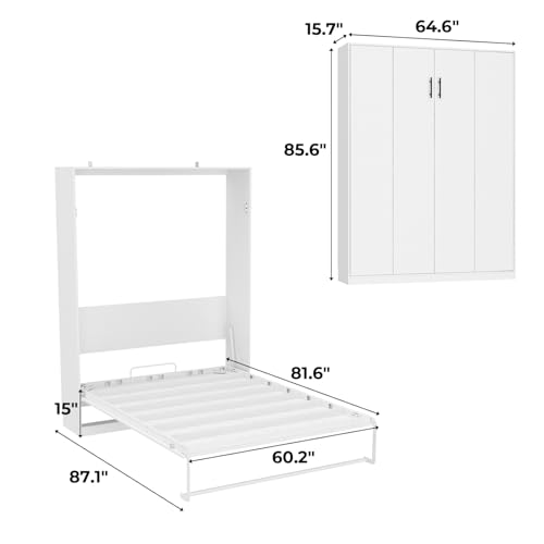 White Twin Murphy Bed with Drawer X6920
