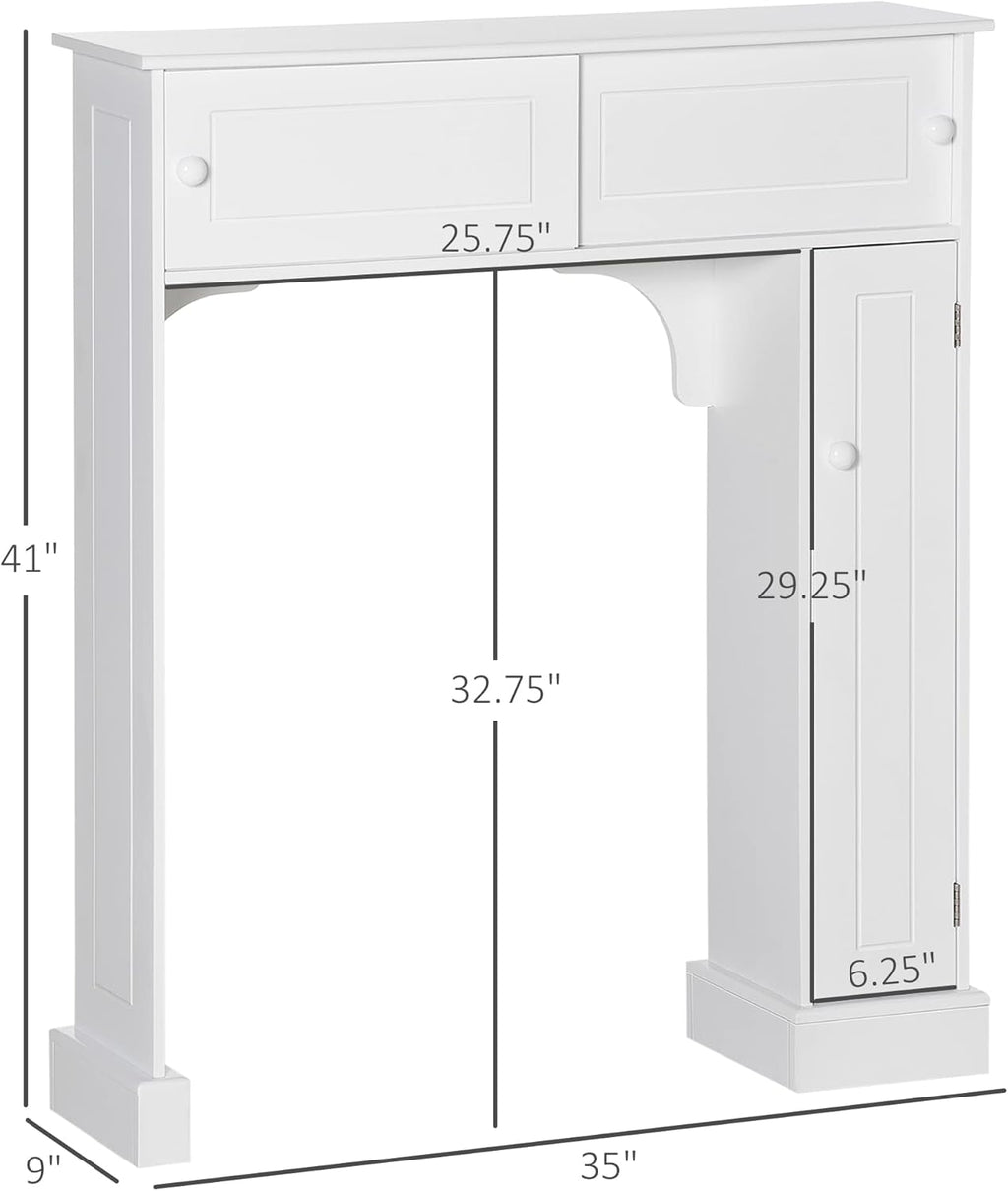 White Freestanding Over The Toilet Bathroom Cabinet with Adjustable Shelves K873