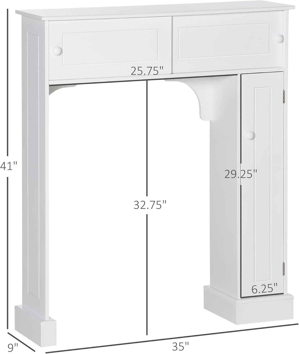 White Freestanding Over The Toilet Bathroom Cabinet with Adjustable Shelves K873