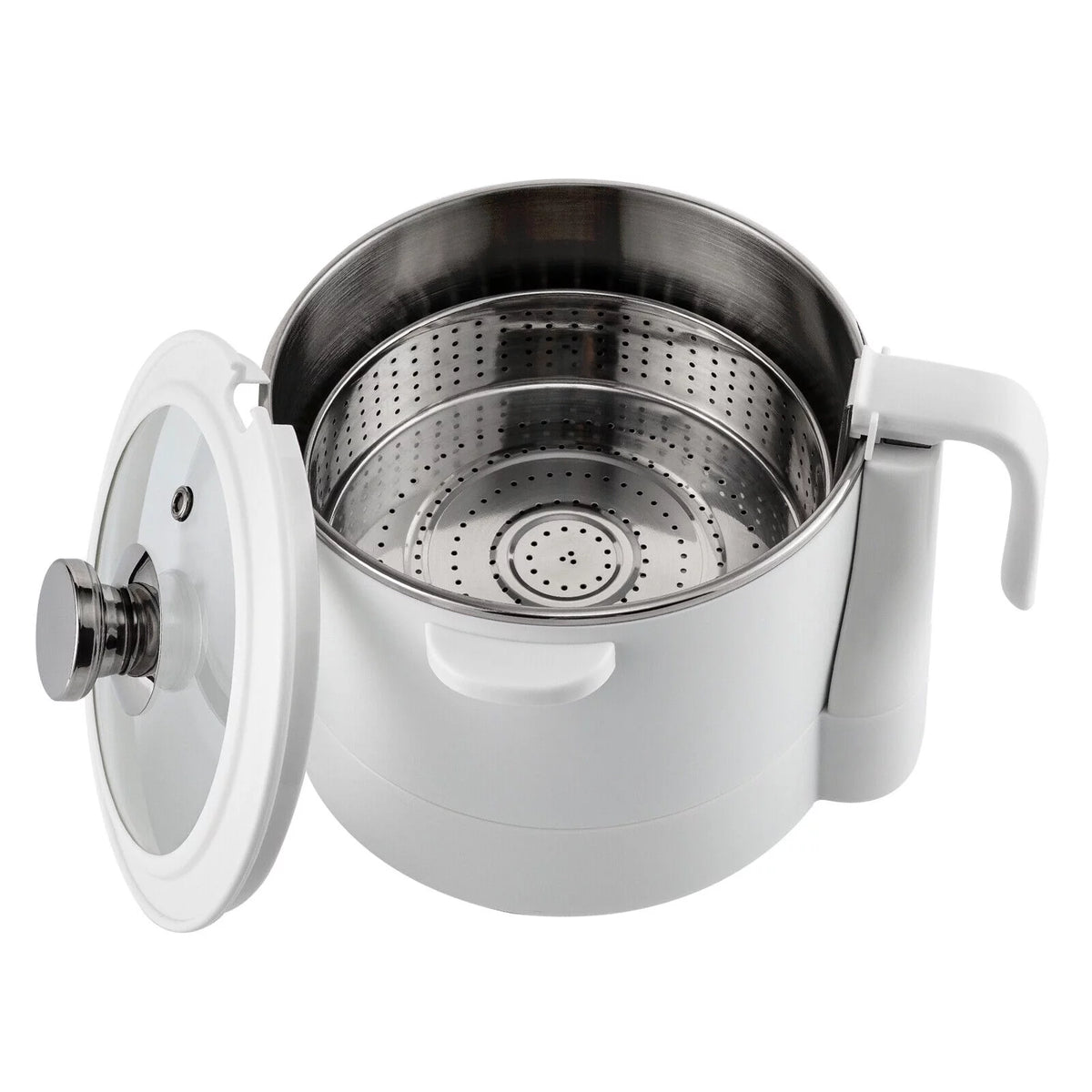 3L Automatic Lifting Electric Hot Pot with Steaming Basket 304 Stainless Steel E378364