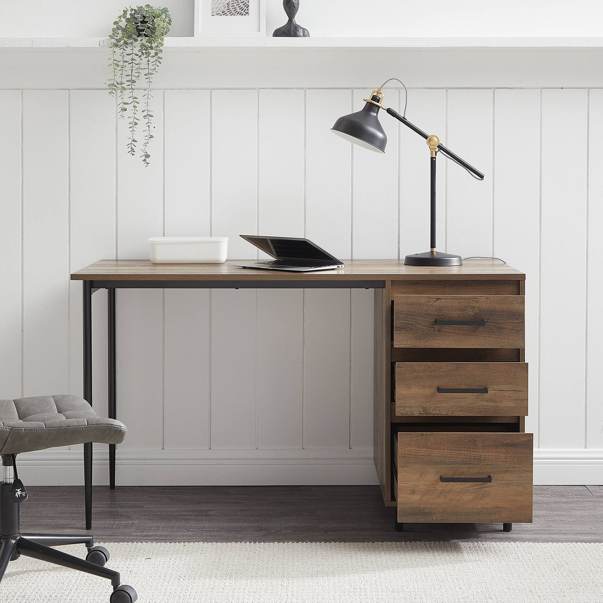 52-Inch 3-Drawer Dark Walnut Desk O55698
