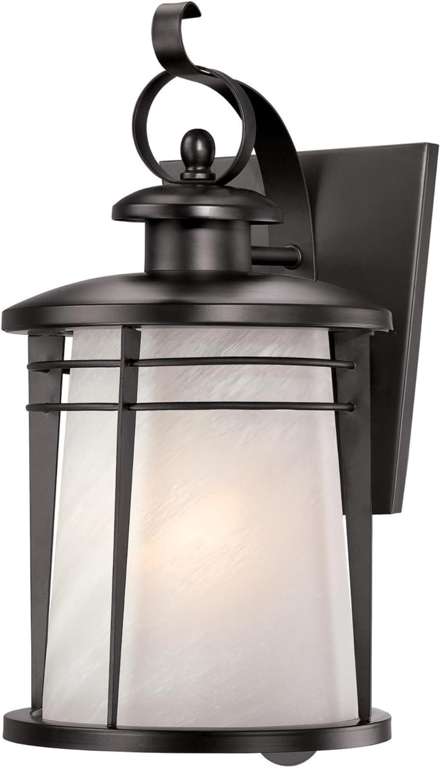 Weathered Bronze Exterior Wall Lantern with White Alabaster Glass L4672