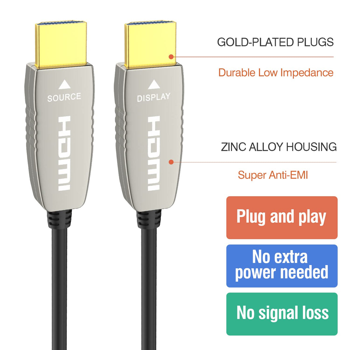 4K HDMI Fiber Optic Cable 165 Feet Pack of 2 Y9404