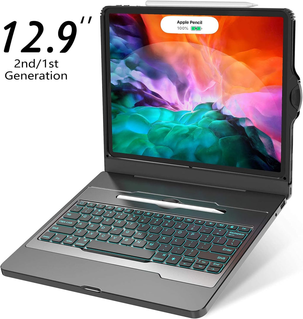 iPad Pro 12.9 Case with Keyboard, 7 Color Backlit, Black P171522