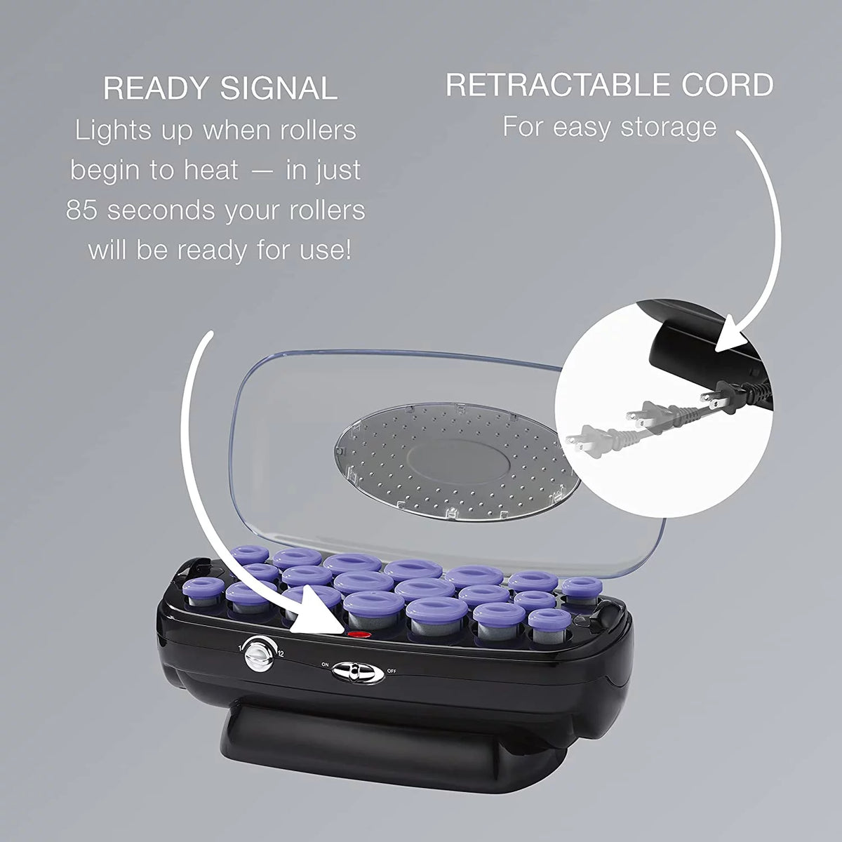 Ceramic Flocked Hot Roller Set with 20 Hair Rollers D401397