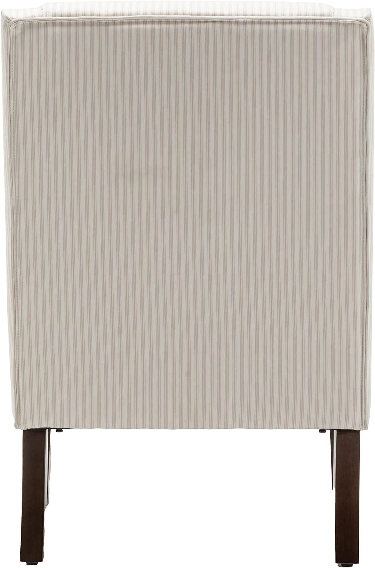 Cream and White Stripe Fabric Accent Chair with Wood Legs C2243