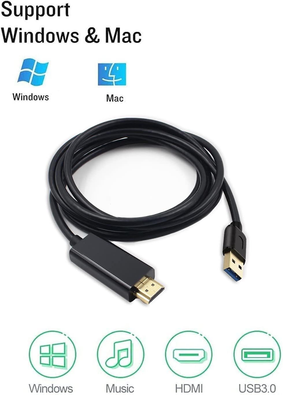 USB 3.0 to HDMI Adapter Cable 2M B72224