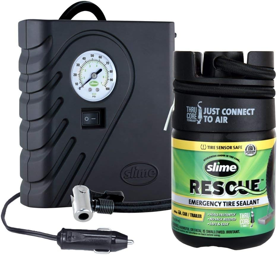Flat Tire Puncture Emergency Kit with Sealant and Tire Inflator Pump F227
