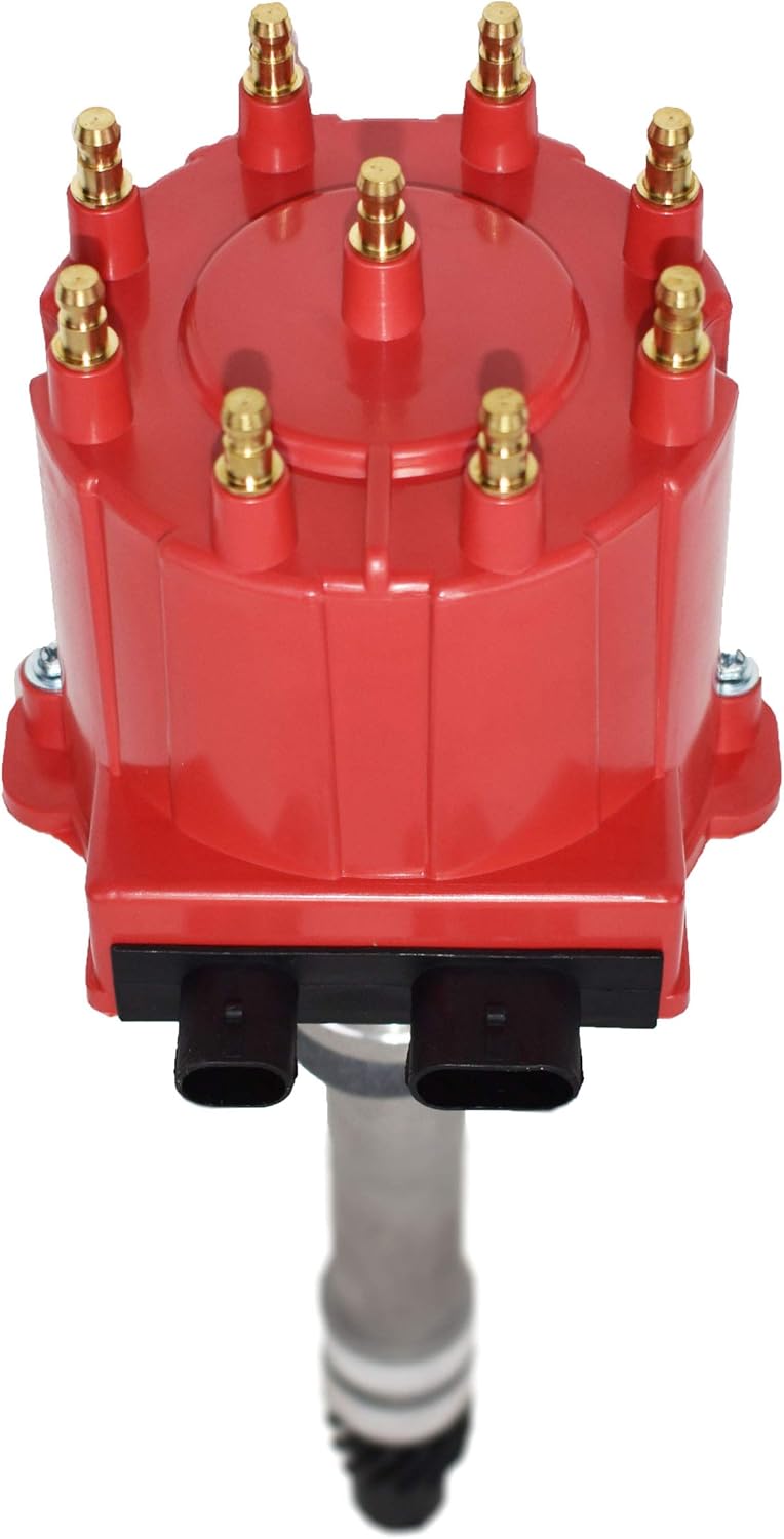 8mm Spark Plug Wires and E-Core Ignition Coil for SBC BBC GMC Chevrolet 5.7L Pickup Truck Van Camaro 305 350 Red Cap and Wires N66970