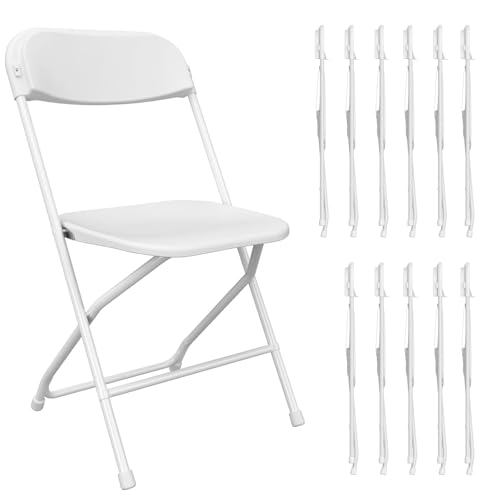 Black Plastic Folding Chairs with Steel Frame, 10 Pack Q7083