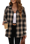 Plaid Flannel Oversized Long Sleeve Button Down Shirt S580651