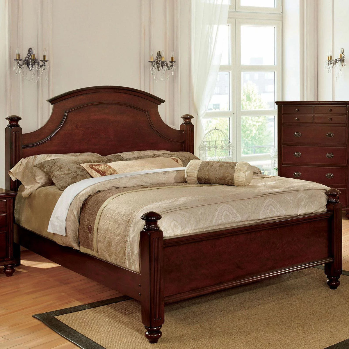 Cherry Solid Wood King Bedroom Set 5pcs N40297