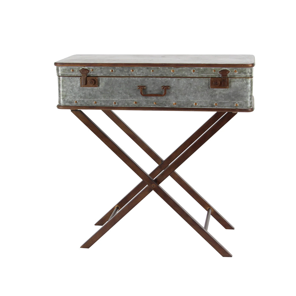 32" x 32" Gray Metal Accent Table E6762
