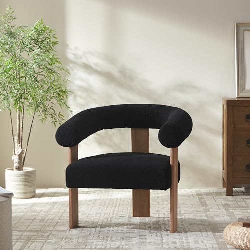 White Upholstered Armchair with Solid Wood Legs B147
