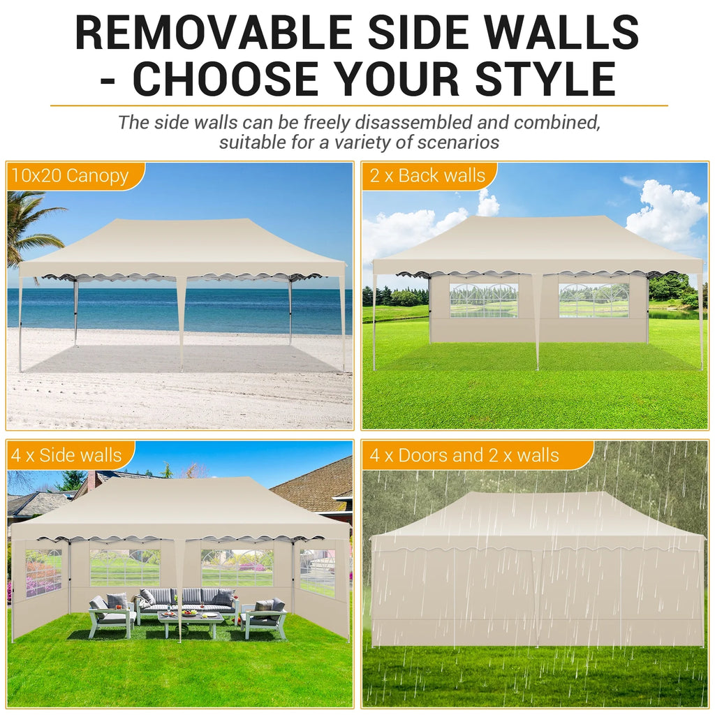 10' x 20' Pop Up Canopy Party Tent with Carry Bag, Khaki K1521