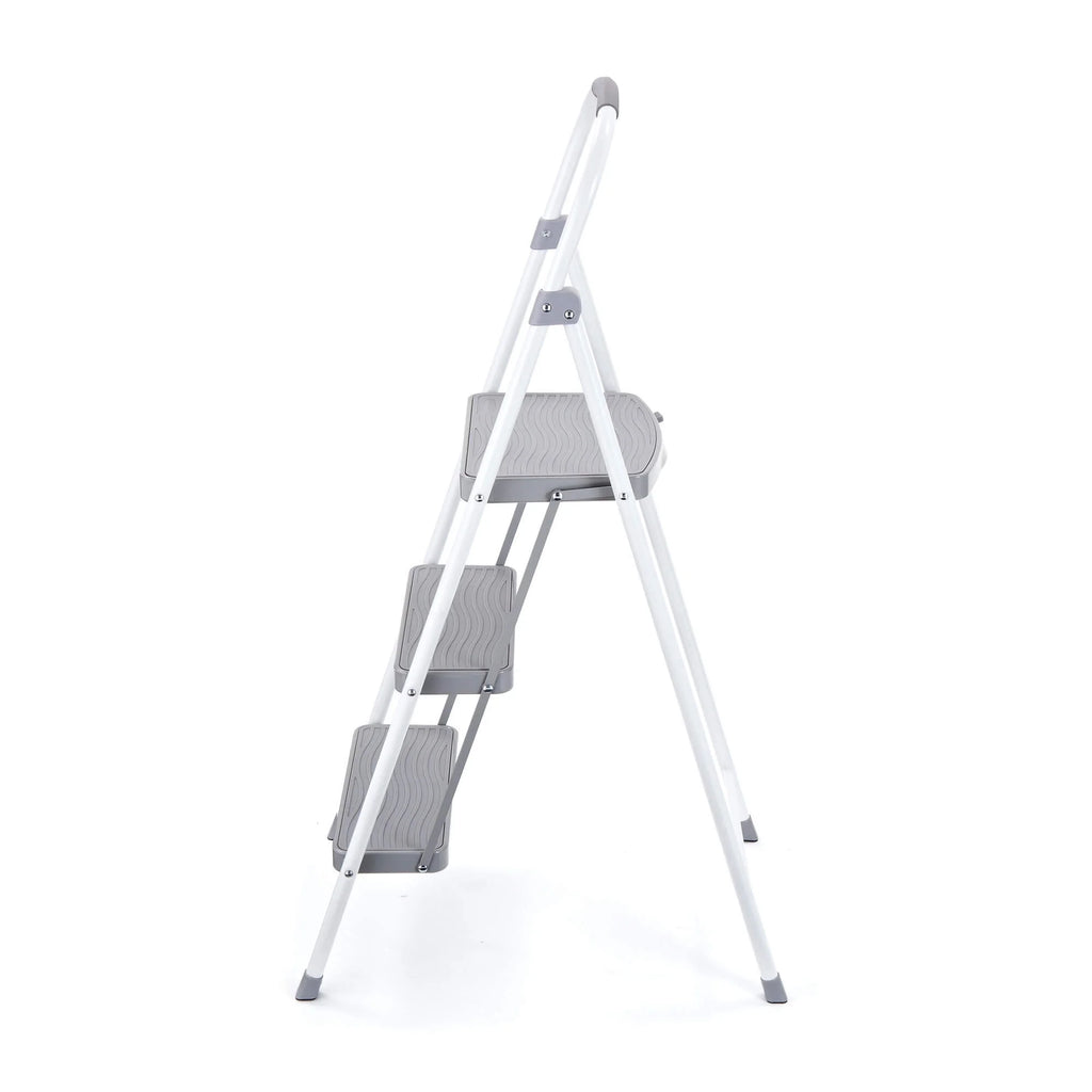 3 Step Folding Steel Step Stool, White F83174