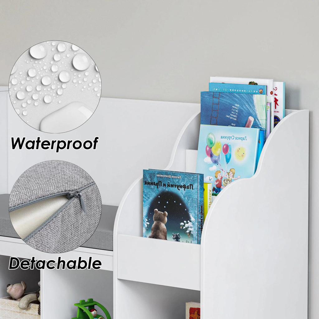 White Kids Bookshelf with Reading Nook F758