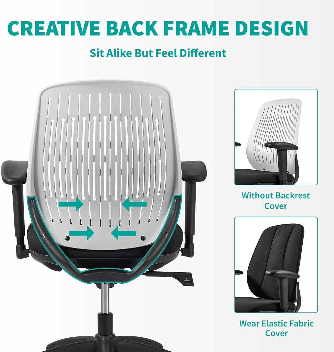Gray Ergonomic Office Chair with 2D Armrest X539663