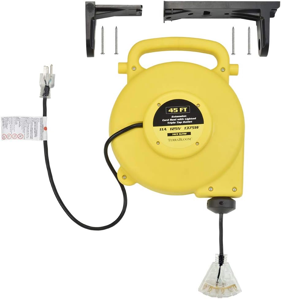 40 Ft 12/3 Retractable Extension Cord Reel with 3 Outlets T9848