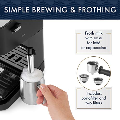 Compact Manual Espresso Machine, 15 Bar Pump Pressure, Tamper Included C8556