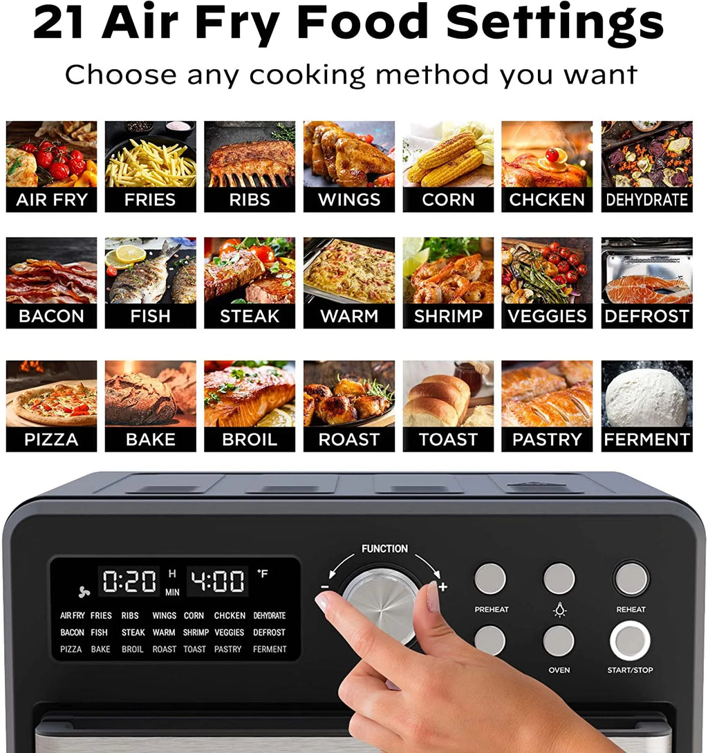 16 Quart 21-in-1 Air Fryer Toaster Oven Combo, 1600W, Black F62643