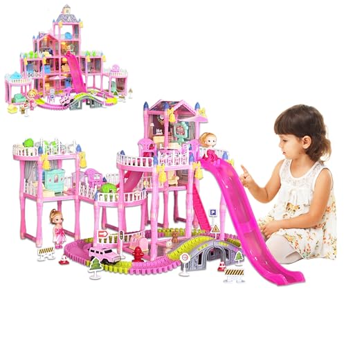 Dollhouse Playset with Toy Furniture and 3 Dolls U64399
