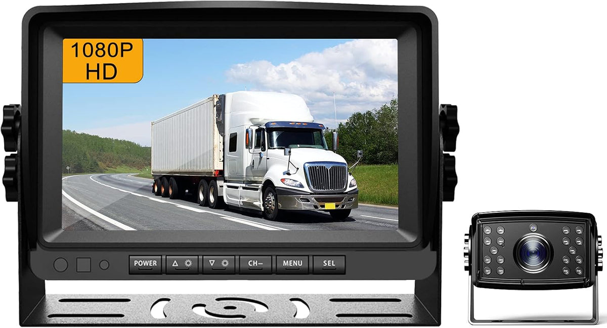 1080P 9" Wired Backup Camera System Kit with Built-in DVR, IP69 Waterproof, Split Screen, Night Vision Reversing Camera O6691