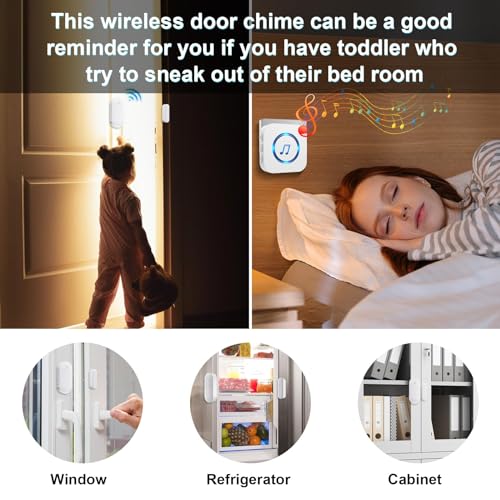 Wireless Door Sensor Chime 500 FT Range 26 Chimes 2 Sensors 1 Receiver S58624