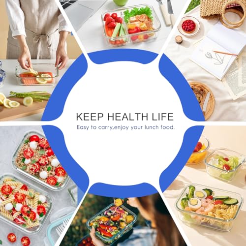 42pcs Glass Food Storage Containers with Lids Set, Blue Q98074