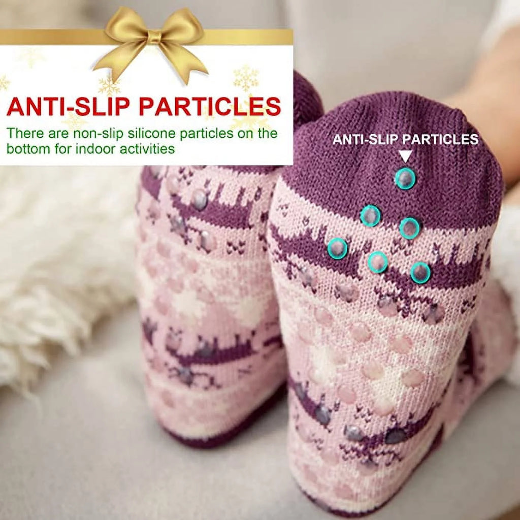 3 Pairs Non Skid Warm Thermal Plush Fuzzy Slipper Socks C297