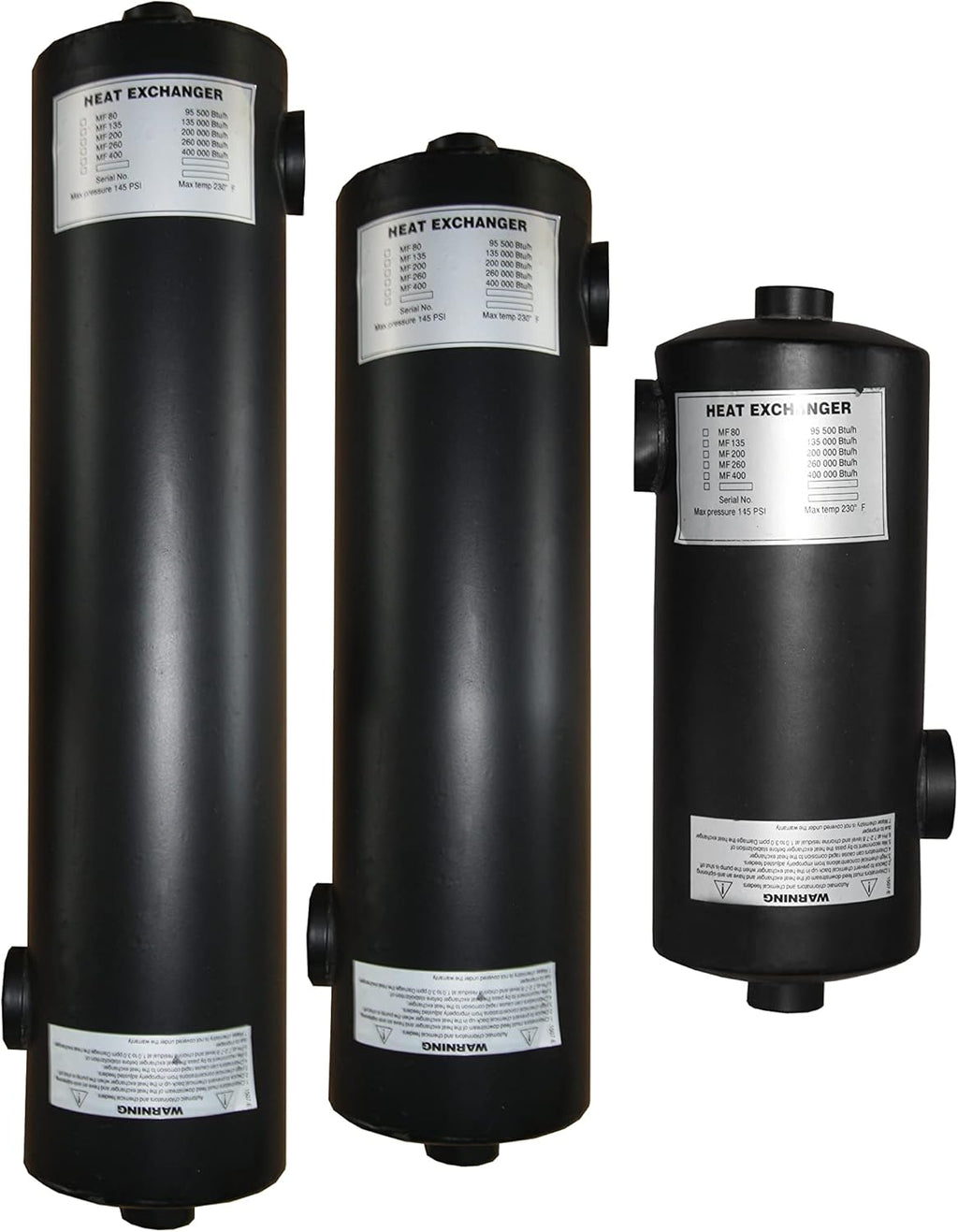 Shell and Tube Pool Heat Exchanger 95 kBtu Stainless Steel 304 1" FPT C732