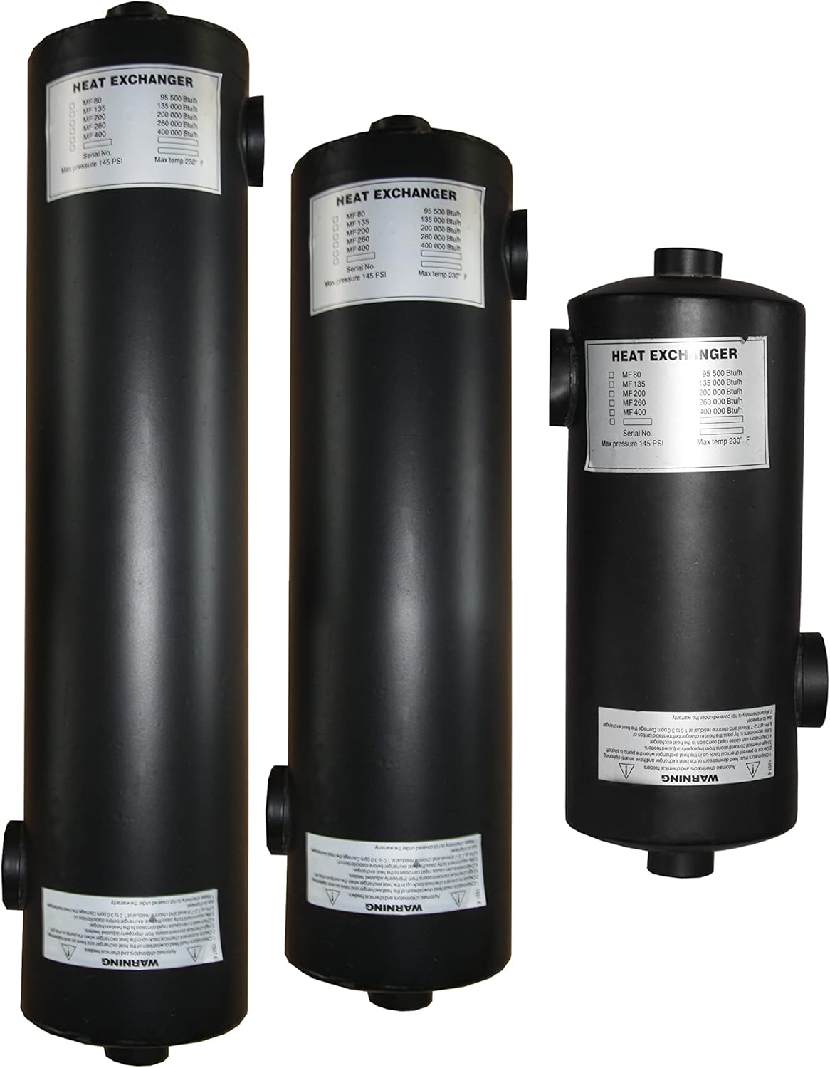 Shell and Tube Pool Heat Exchanger 95 kBtu Stainless Steel 304 1" FPT C732