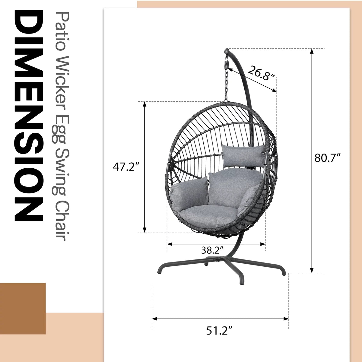 Oversized Dark Gray Hammock Chair with Stand X30259