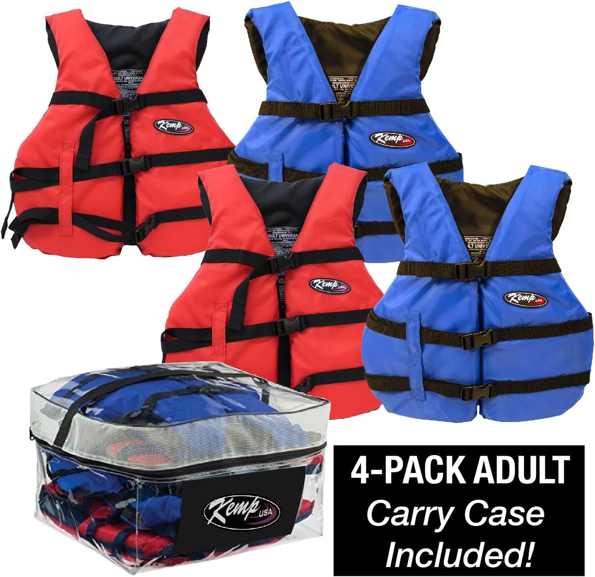 4-Pack Adult Life Jackets in Carry Case Y61776