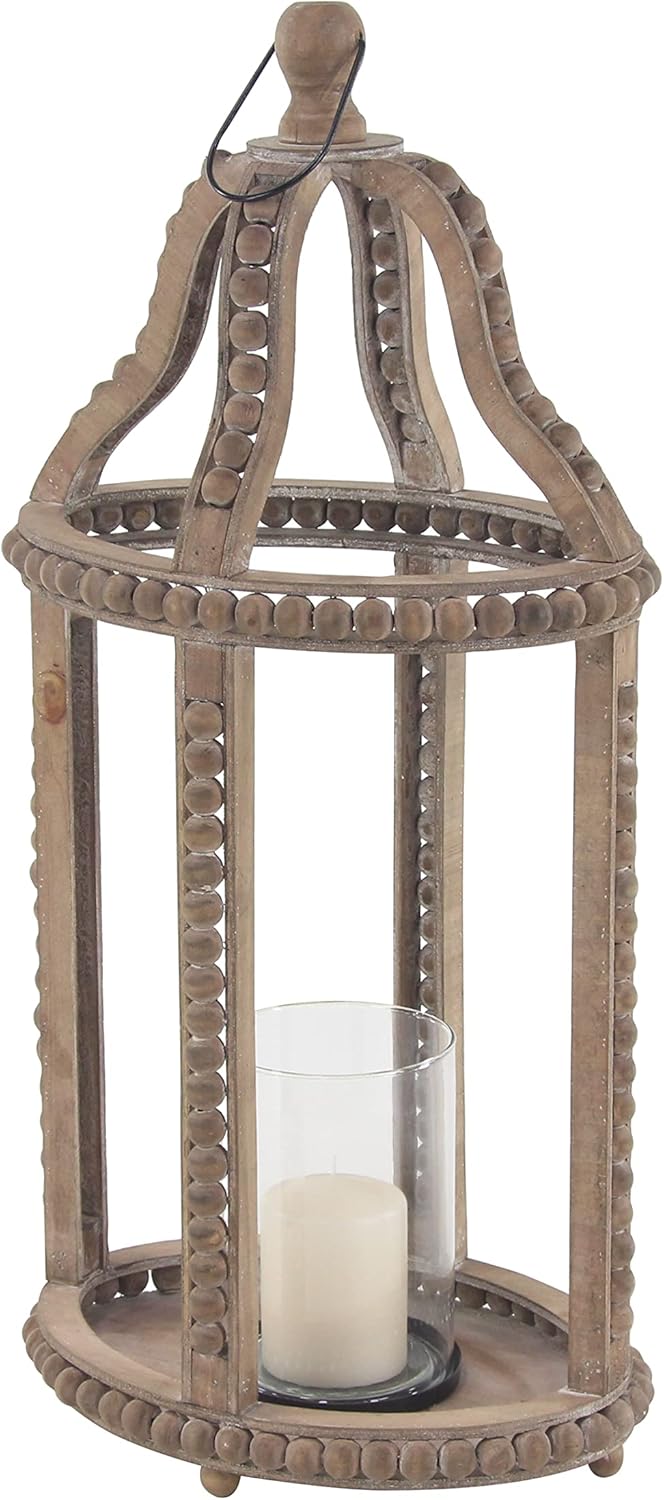 Rustic Wood and Glass Candle Lantern Z978296