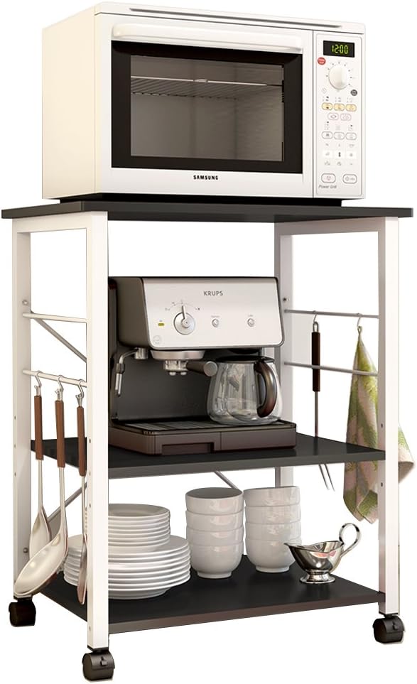 White Oak 3-Tier Kitchen Baker's Rack Microwave Oven Stand Storage Cart Workstation Shelf Q835