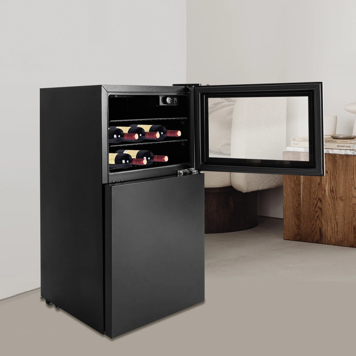 34 Inch Dual Zone Wine Cooler Beverage Refrigerator U119809