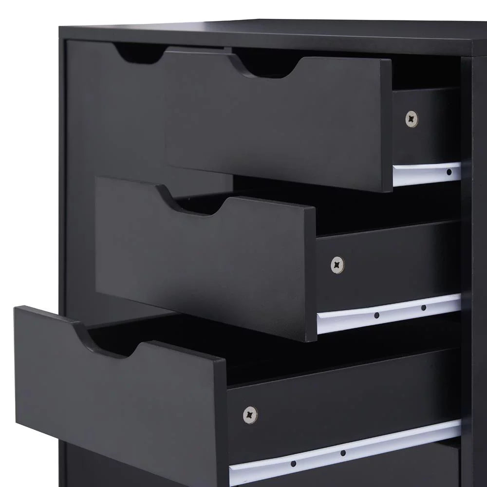 Black 5 Drawer File Cabinet with Wheels B871