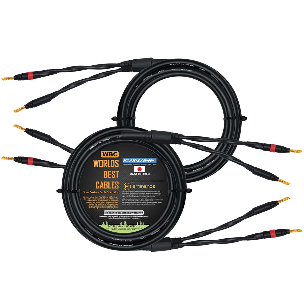 8 Foot Star-Quad Speaker Cable Pair with Gold Banana Connectors Y727062