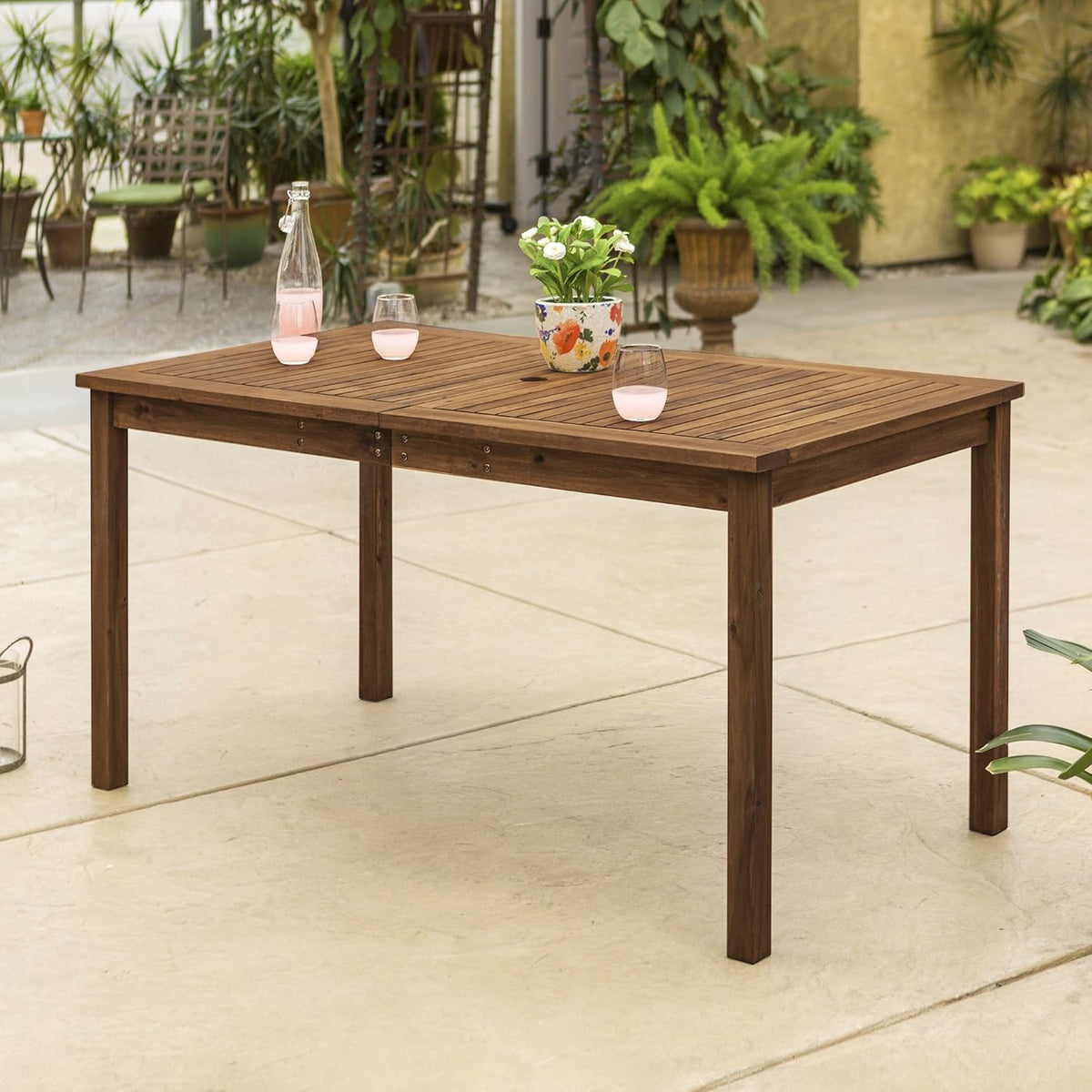 Brown Slatted Outdoor Dining Table K9698