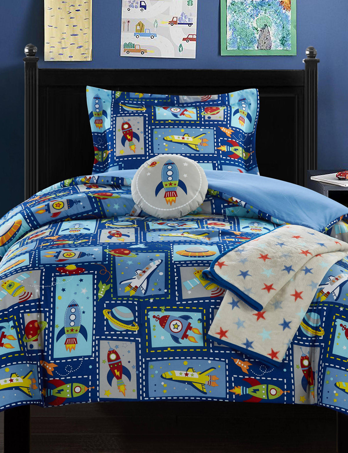 Blue 4 Piece Twin Comforter Set F567937